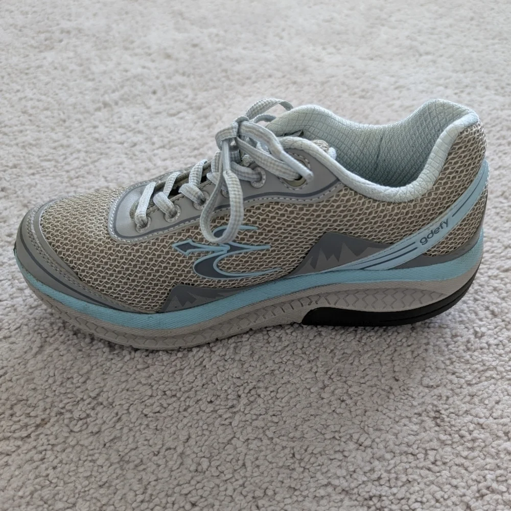 Gravity Defyer Womens Size 7 Gdefy Mighty Walk Shoes Versoshock Gray Blue Aqua